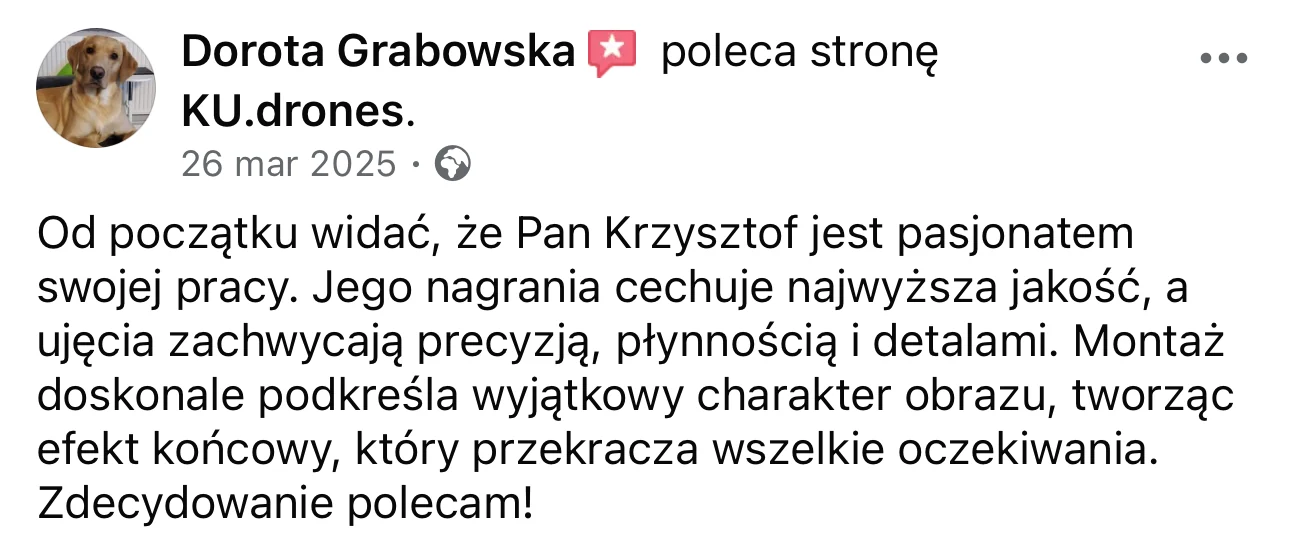 Opinia Doroty Grabowskiej na Facebooku